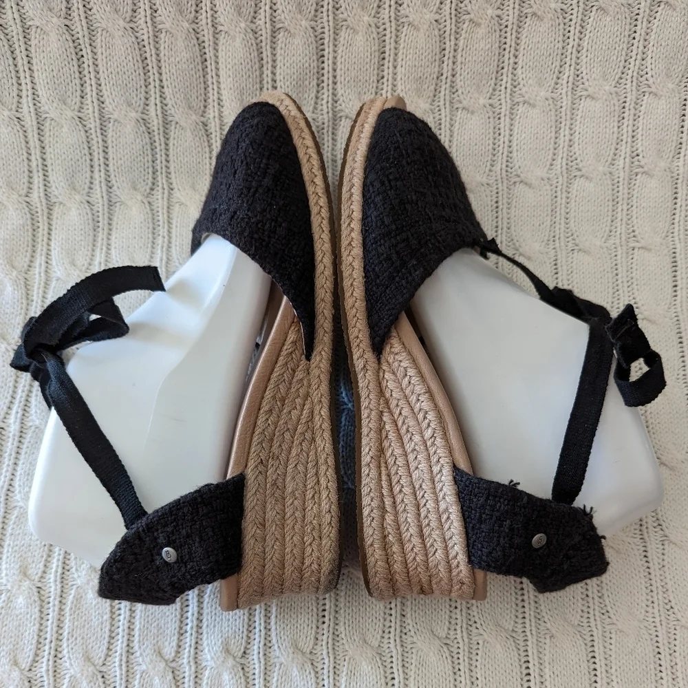 Ugg Delmar Espridrille Wedge‎ Sandals 9 Black 1003496 Wedges Tie Sandal
